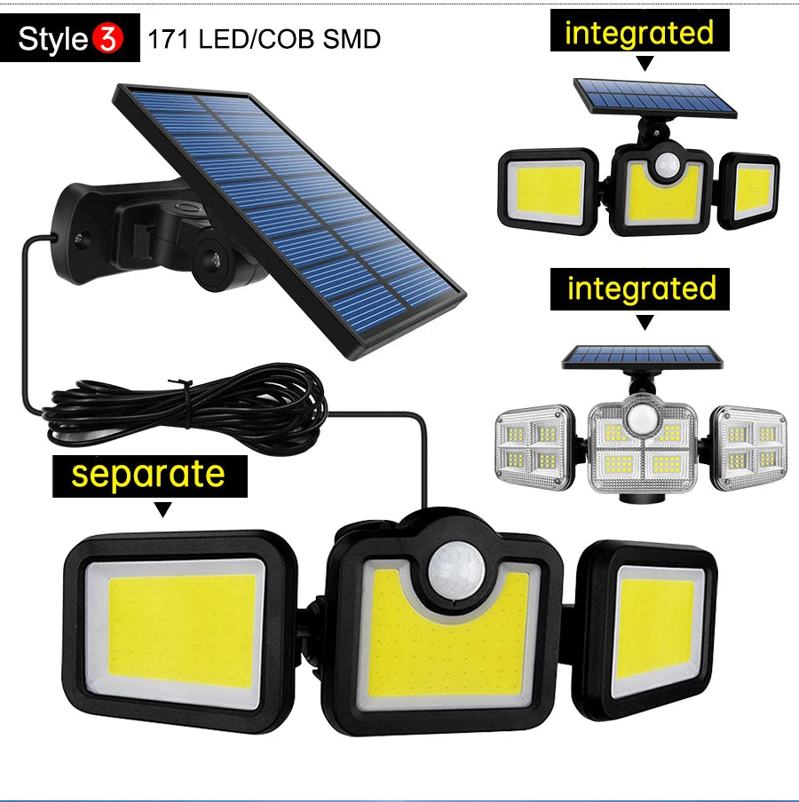 20w Super Bright Solar Light, 171 LEDs with SMD technology provide bright illumination.