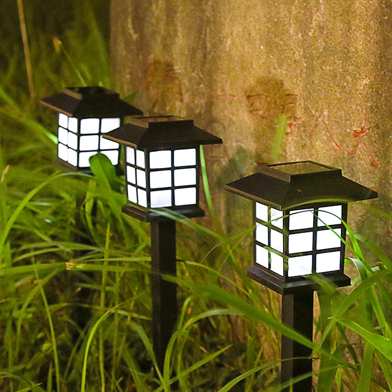 Solar Light, Sun-powered LED lights charge in 4-6 hours, providing 6-8 hours of light.