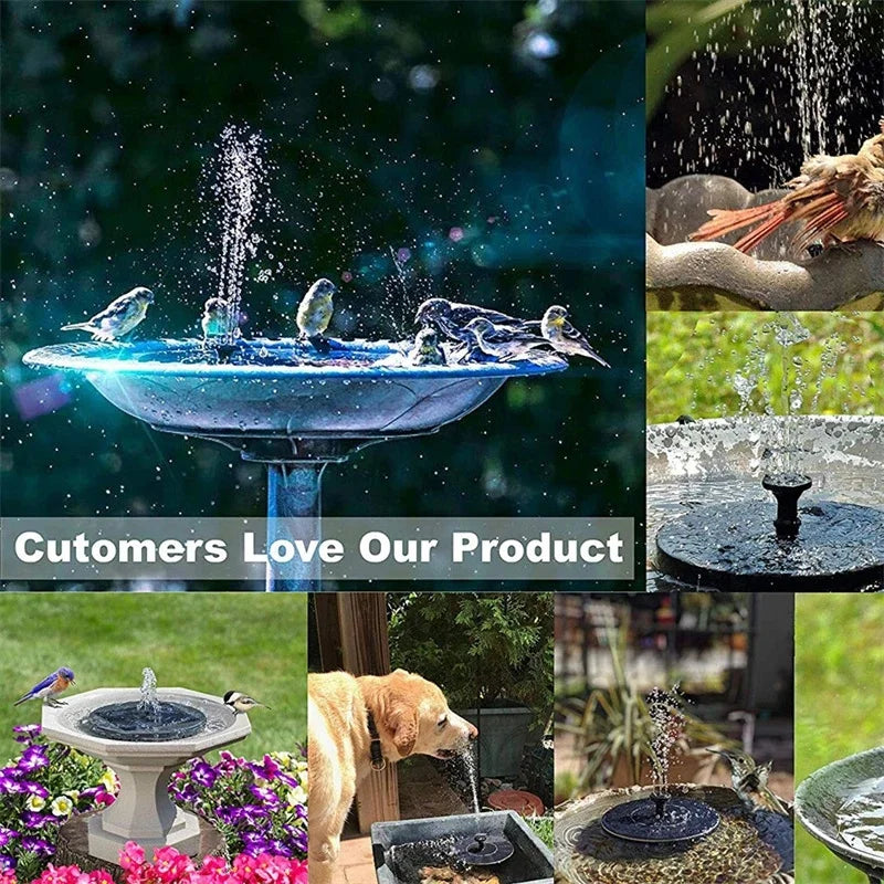 13cm/16cm/18cm Solar Fountain, Colorful solar-powered fountain kit for outdoor use with energy-saving pump and adjustable flow.