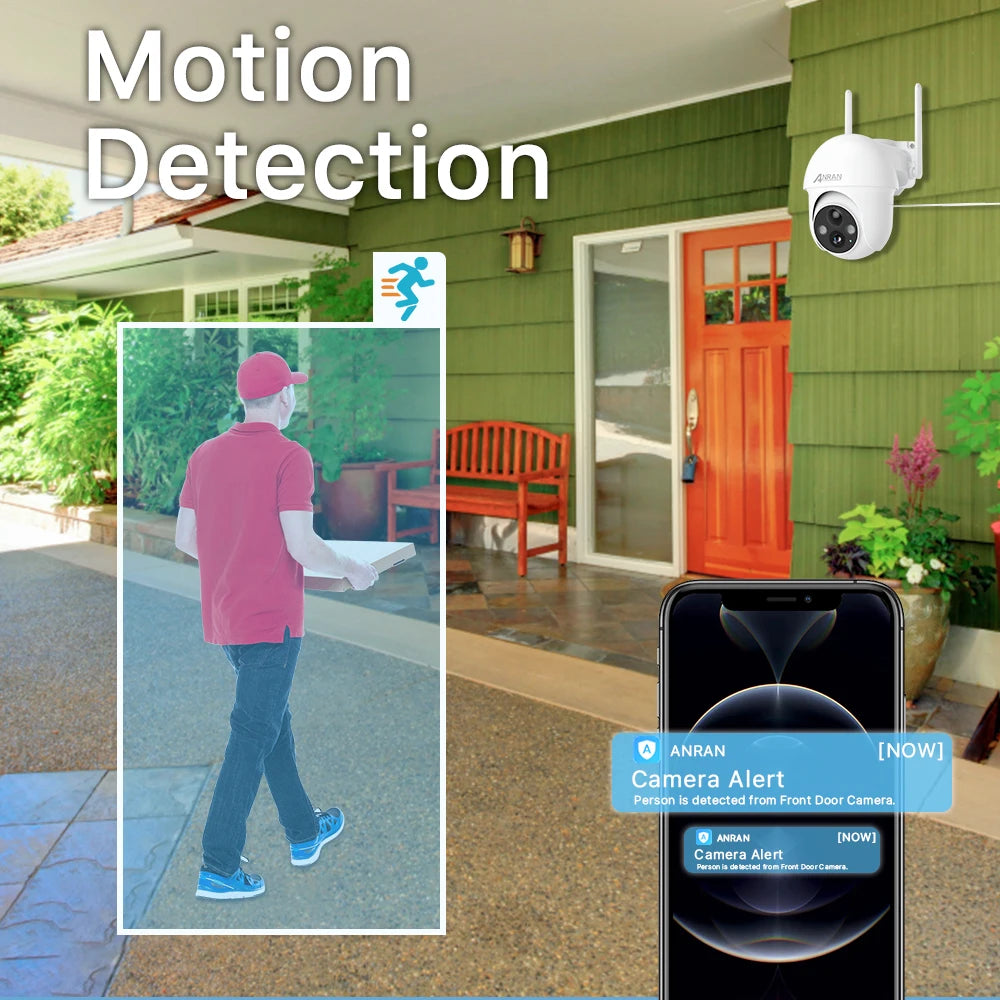 ANRAN 3MP Battery Camera, Motion detection camera with alert feature for monitoring exterior areas.
