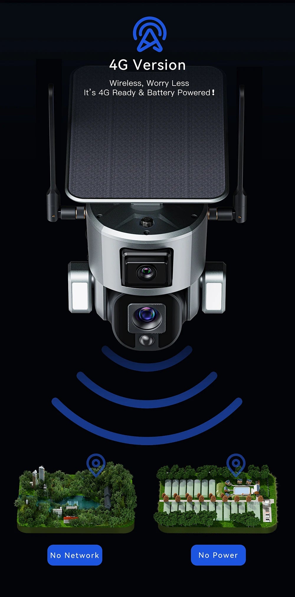 PEGATAH 8MP 4G Wireless Solar Camera, Wireless security camera stays connected via 4G, battery, or solar power.