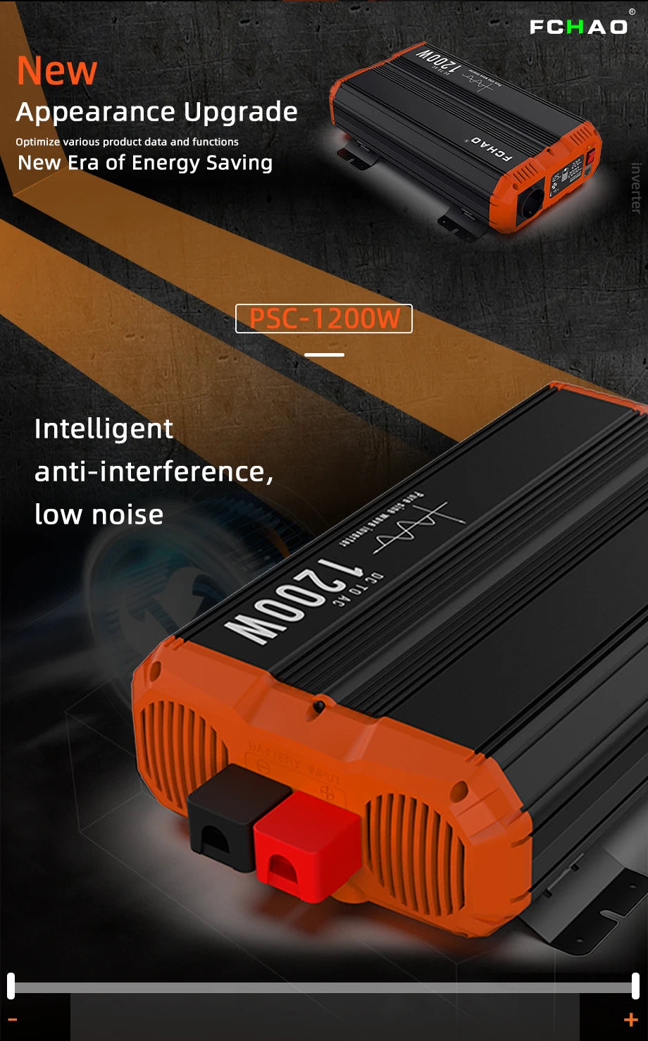 FCHAO 2400W Solar Panel Inverter, Upgraded solar panel inverter with smart tech and quiet operation.