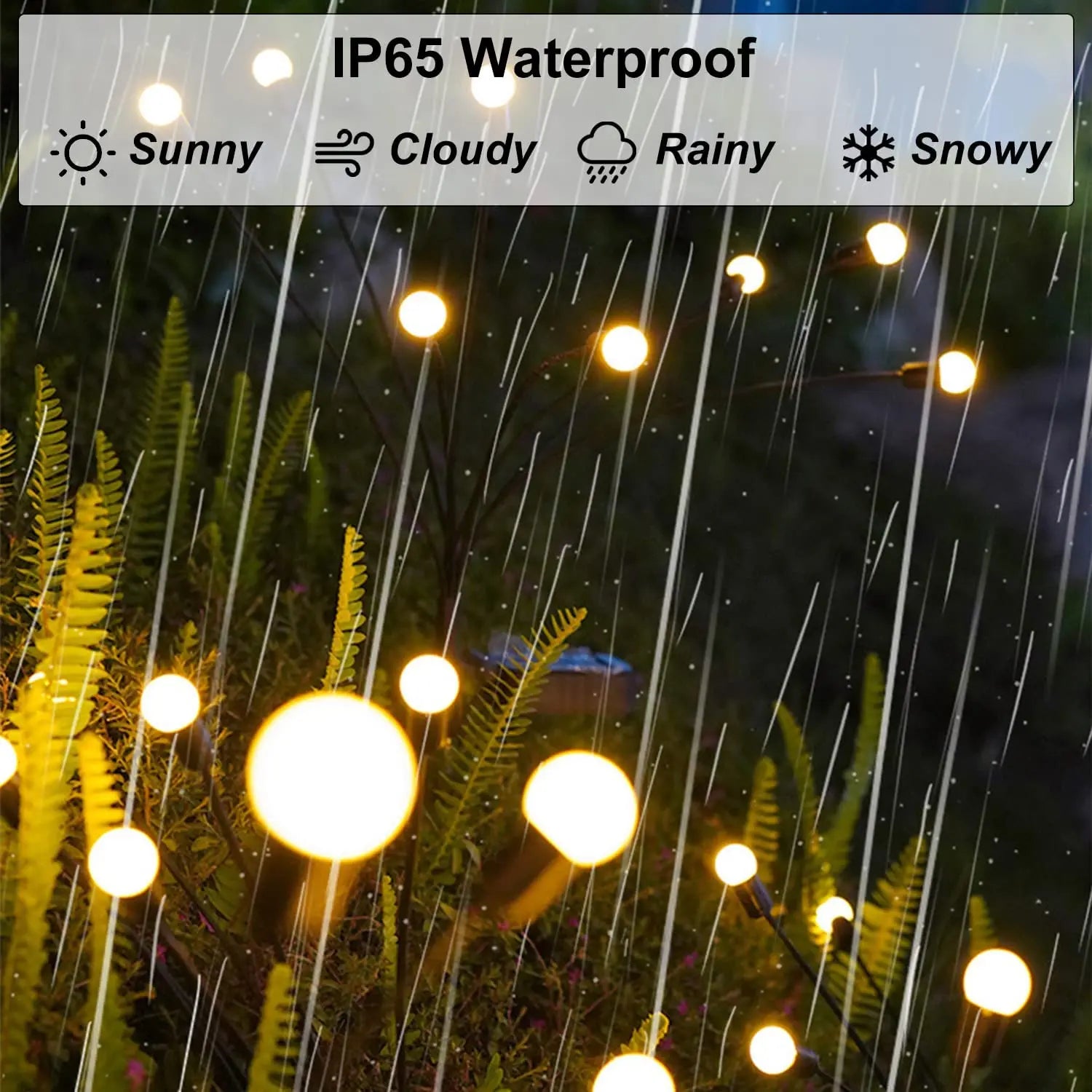 8Pack Solar Firefly Light, Waterproof for use in rain, snow, cloudy or sunny conditions (IP65 rating)
