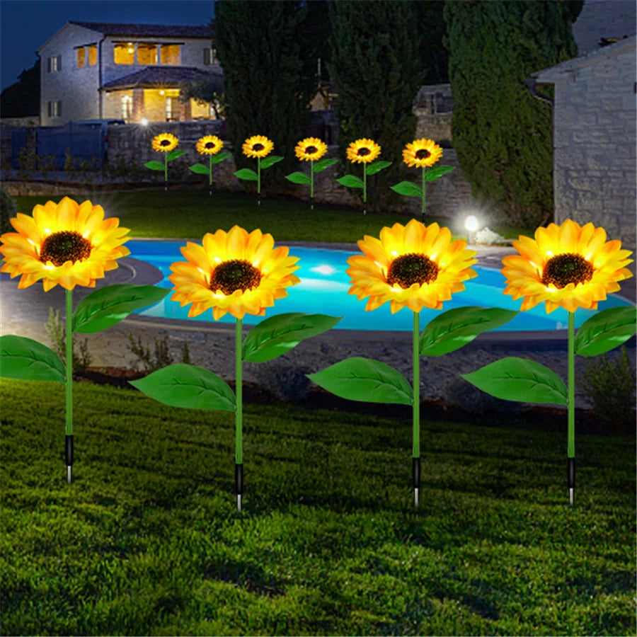 Solar Sunflower Outdoor Light, Automated lighting system that adjusts to natural daylight.