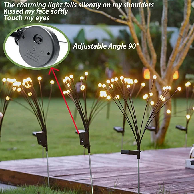 8Pack Solar Firefly Light, Gentle LED lights provide warm and adjustable illumination.