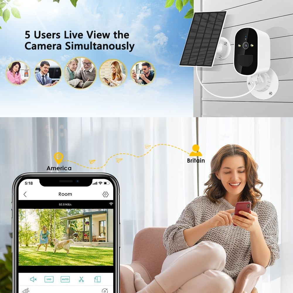 TD3 - Wireless Solar Wifi Camera CCTV Security Camera Outdoor Full HD 1080P Audio IP Camera With 6000mAh Rechargeable Battery Camera