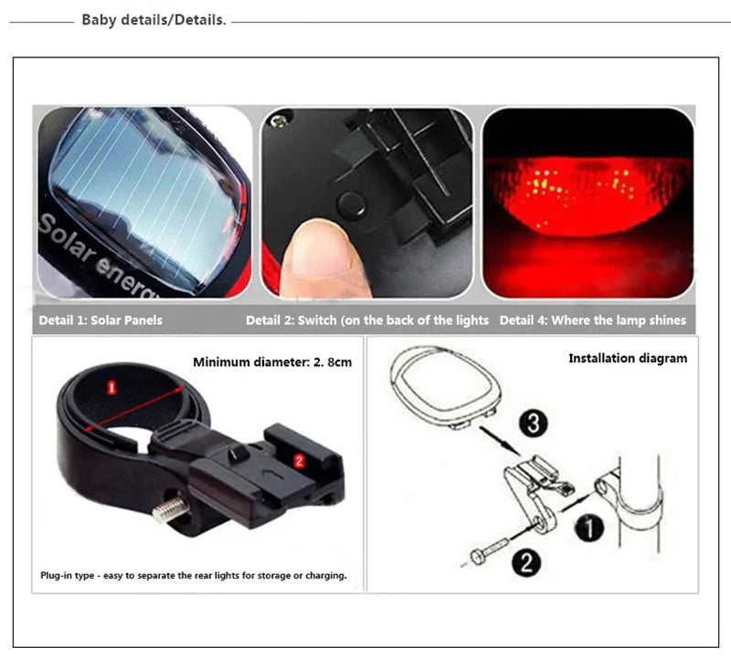 1200mAh MTB Solar Bike Light