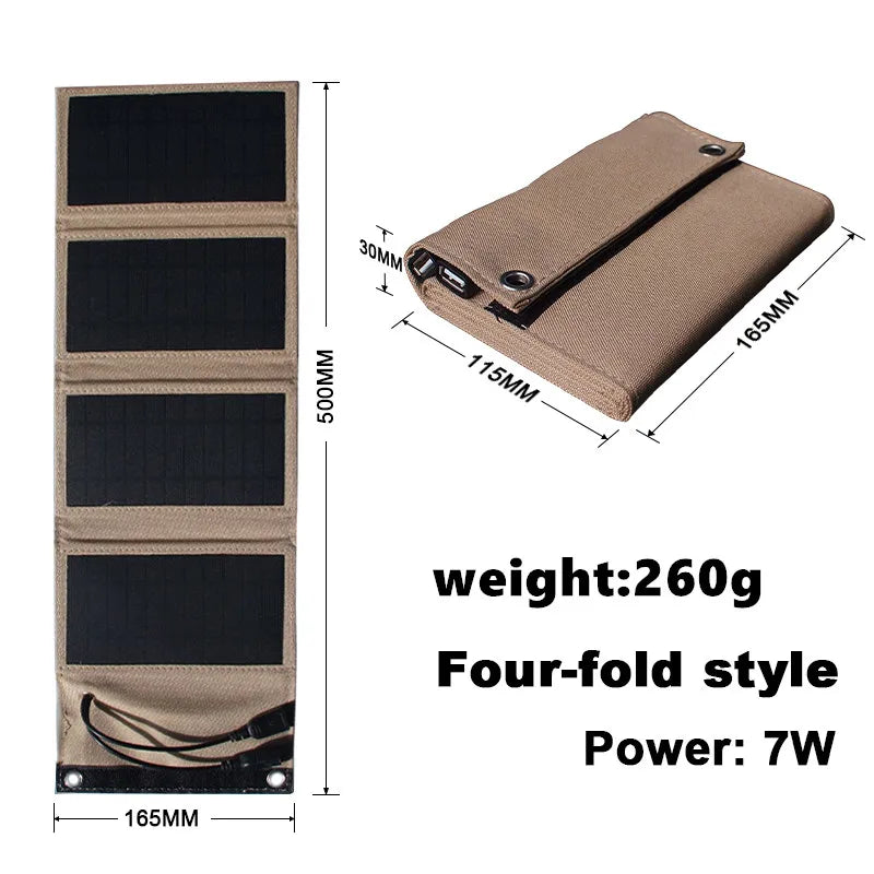 JMUYTOP Foldable usb 5v solar panel, Compact portable charger with foldable design and 7W power output.