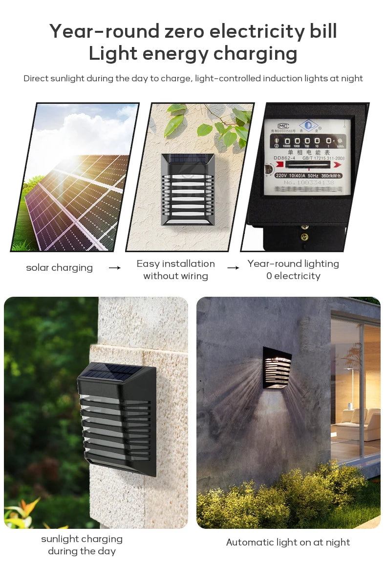 Solar LED Light, Solar-powered LED light with automatic nighttime activation, no wiring or electricity bills required.