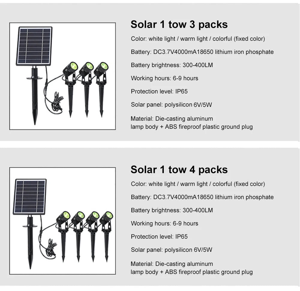 1 TO 4 RGB Outdoor Solar Landscape Light LED