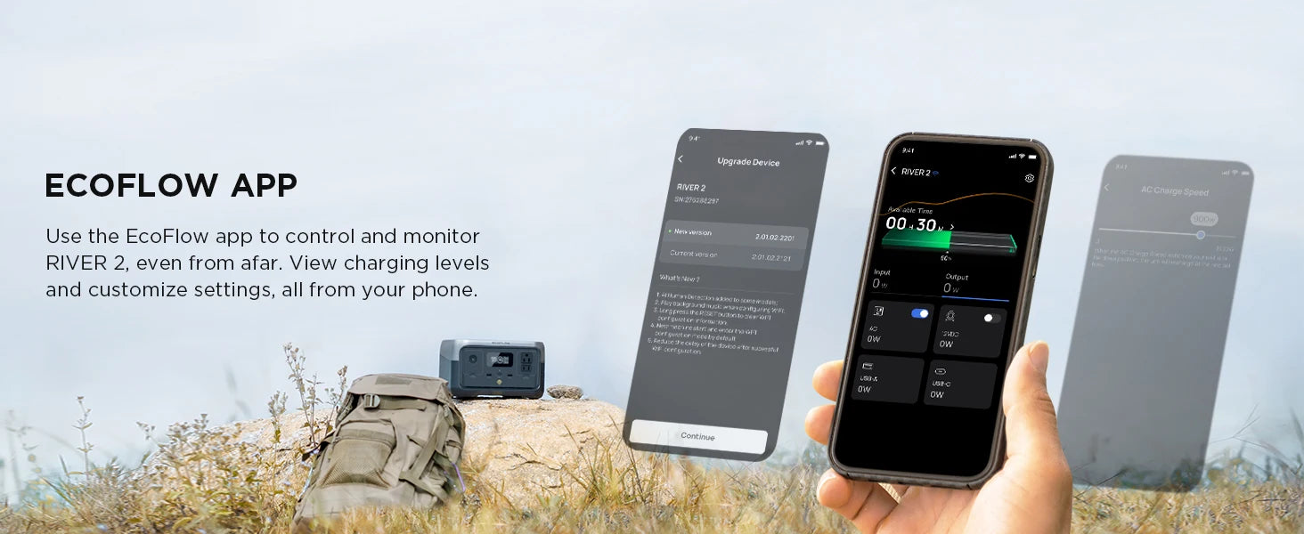 EcoFlow app control: Monitor and customize charging, get updates, and adjust settings from your phone.