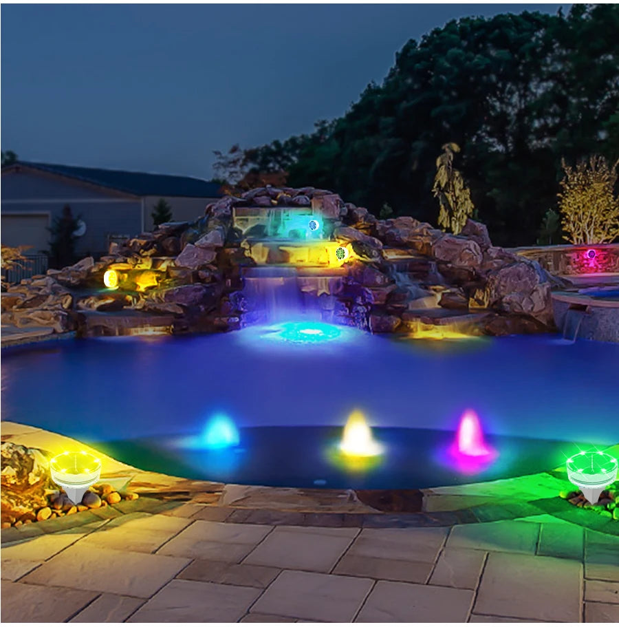 Solar LED Pool Light, IP68 waterproof design provides complete protection from water and rain, no electric shock risk.