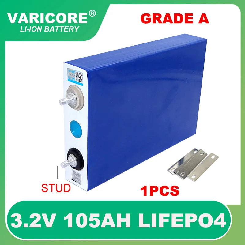 3.2V 105Ah LiFePO4 battery, High-quality lithium-ion battery with 3.2V voltage and 105Ah capacity ideal for DIY projects and applications.