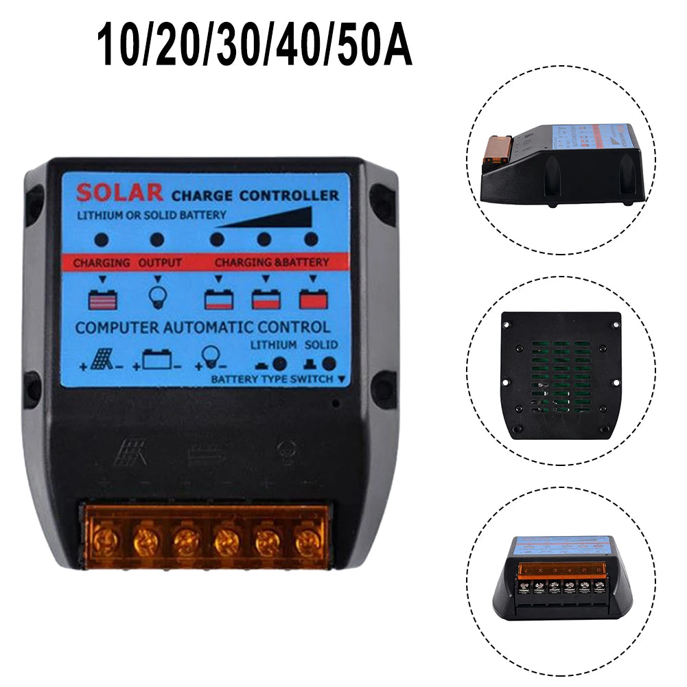 Solar Controller, Charges lithium or solid-state batteries up to 50A with automatic control for optimal performance.