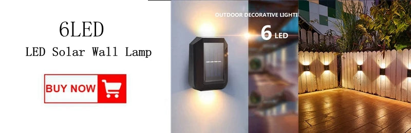 Outdoor Decorative Light: 6-LED Solar-Powered Wall Lamp. Buy Now!