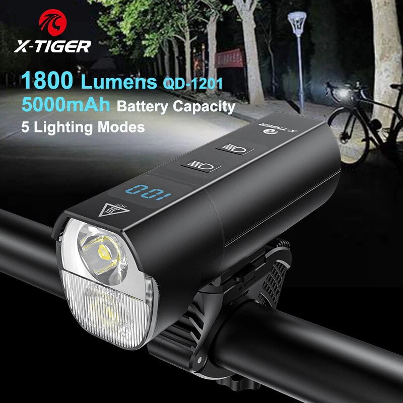 X-TIGER Frontlicht Fahrradlampe USB wiederaufladbare LED-Taschenlampen 2400 Lumen 6400 mAh Outdoor-Mountainbike-Scheinwerfer