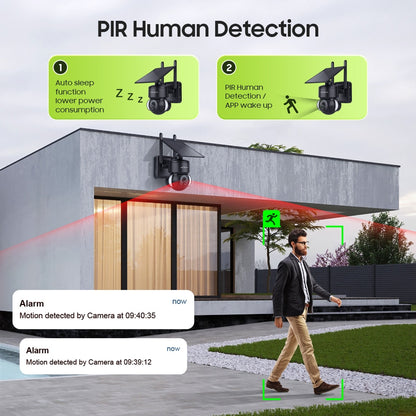 SHIWOJIA 516C Solar Camera - 4G / Wifi Solar Powered 7500mAh Battery with 5W Solar Panels 3MP Color Night Vision Wireless Garden CCTV