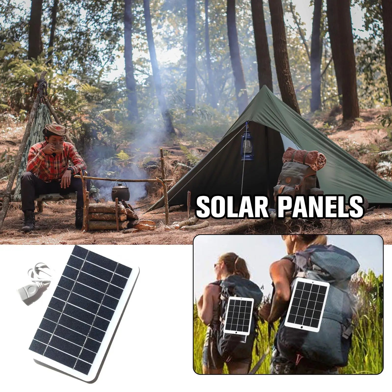 USB Solar Panel, CUJMH Solar Panel Charger, 5V/0-400mA, USB output, A-grade polysilicon, 157x94mm.