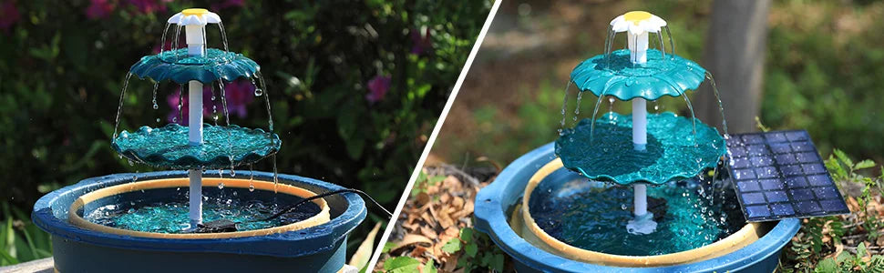 3 Tiered Bird Bath with 3W Solar Pump, 