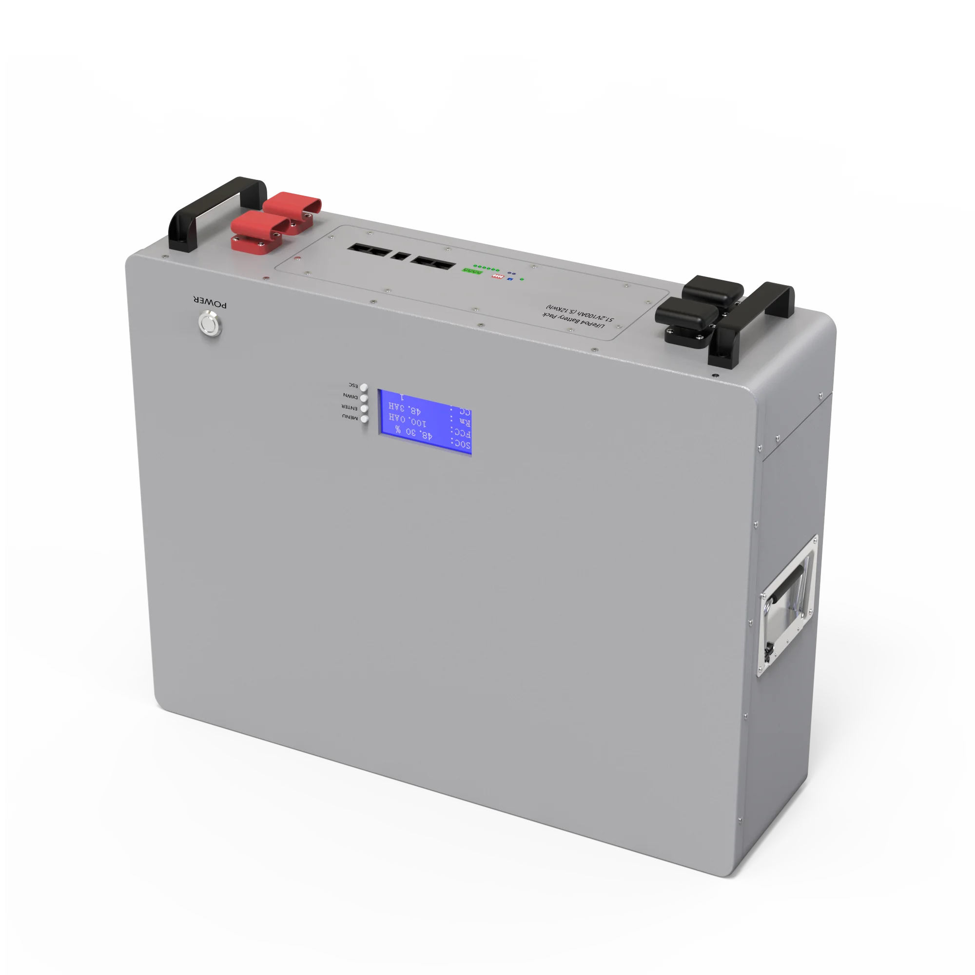 Powerwall LiFePO4 48V 100AH 5KW Battery, Deep cycle batteries with built-in A-grade cells, long lifespan, 10-year warranty, and rechargeable via solar panels.