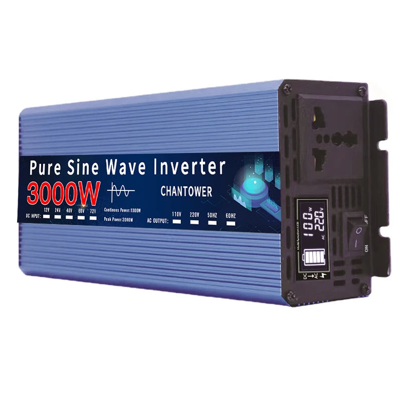 Pure Sine Wave Inverter, Universal power converter for cars and solar systems, converting DC to AC power.