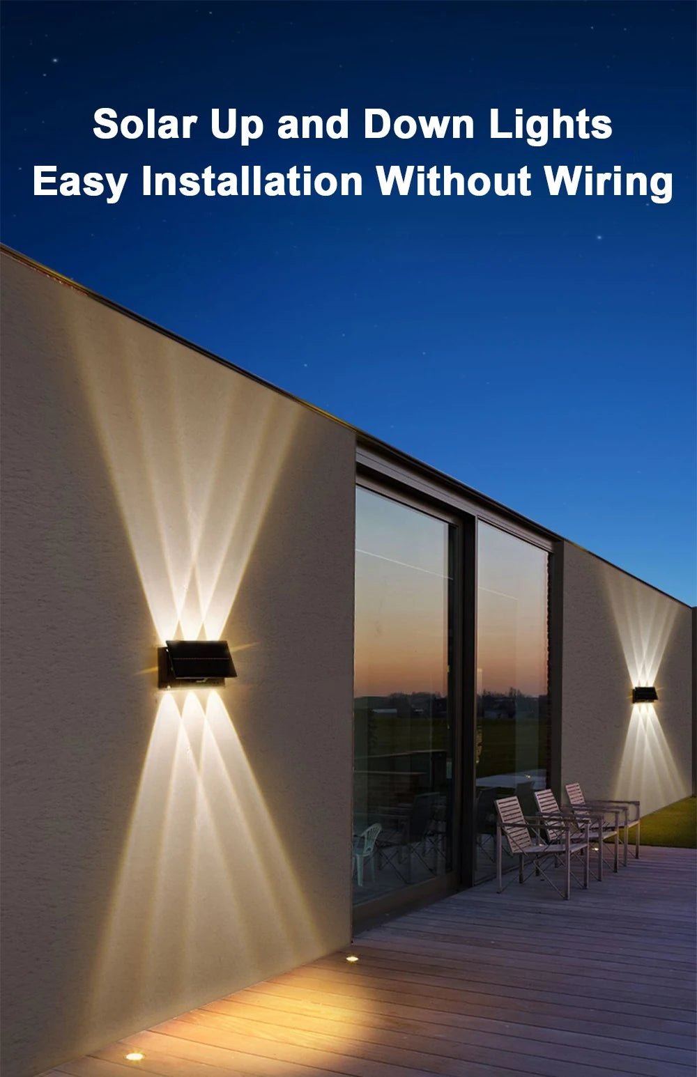 Wall Light, Easy installation with no wiring required for these solar-powered lights that move up and down.