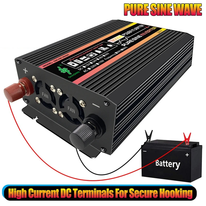10000W LCD Display Solar Power Inverter, Secure connection, cooling, and battery protection features for Pure Sine Wave Inverter.