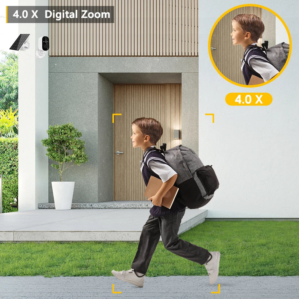 TD3 - Wireless Solar Wifi Camera, Wireless camera with solar panel, rechargeable batteries, and cloud storage support.