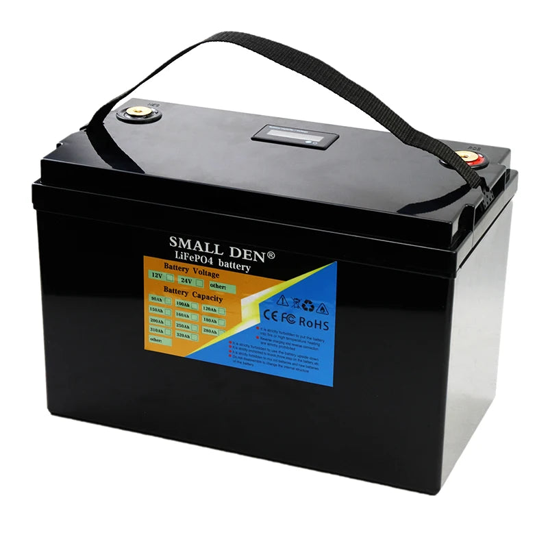 12V 160Ah 120Ah 100Ah 90Ah LiFePO4 battery, Rechargeable lithium iron phosphate battery for RVs, golf carts, and off-grid use, compatible with solar and wind power.