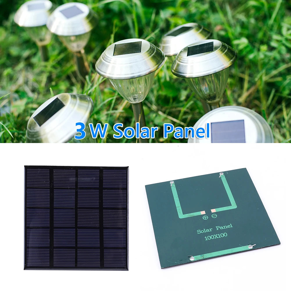 Compact 3W solar panel for charging small devices like phones or lights on-the-go.