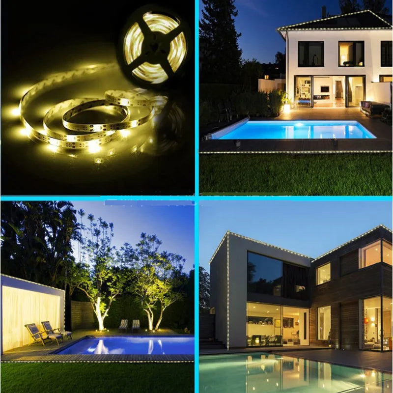 Solar Power LED Strip Light, Solar-powered LED strip lights with remote control and RGB colors, waterproof and suitable for TVs, desktops, and screens.