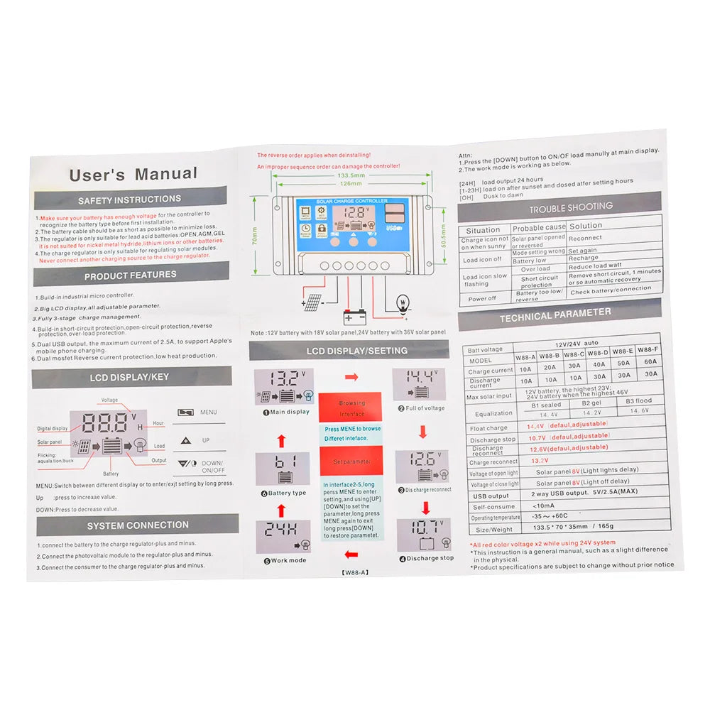 30A 20A 10A Solar Panel Controller