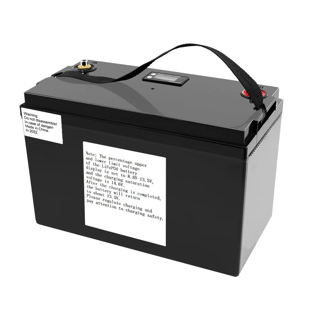 LiitoKala's 12V 120Ah LifePO4 solar battery pack for camping and RV use with built-in BMS.