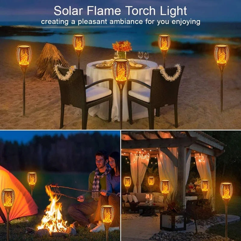 1/2/4/6/8/10/12Pcs Solar Flame Torch Light, Softly glowing solar flame torches create a warm ambiance for outdoor enjoyment.