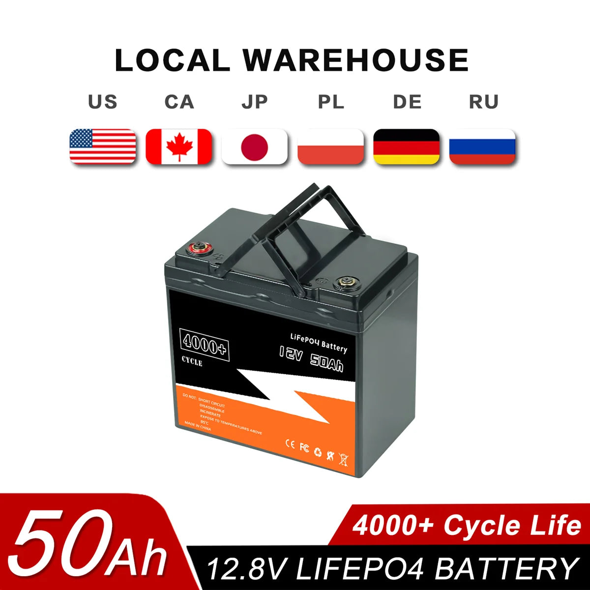 New 12V 50Ah 40Ah LiFePO4 Battery, High-performance lithium-ion battery with 50Ah capacity, long cycle life, and built-in safety features.
