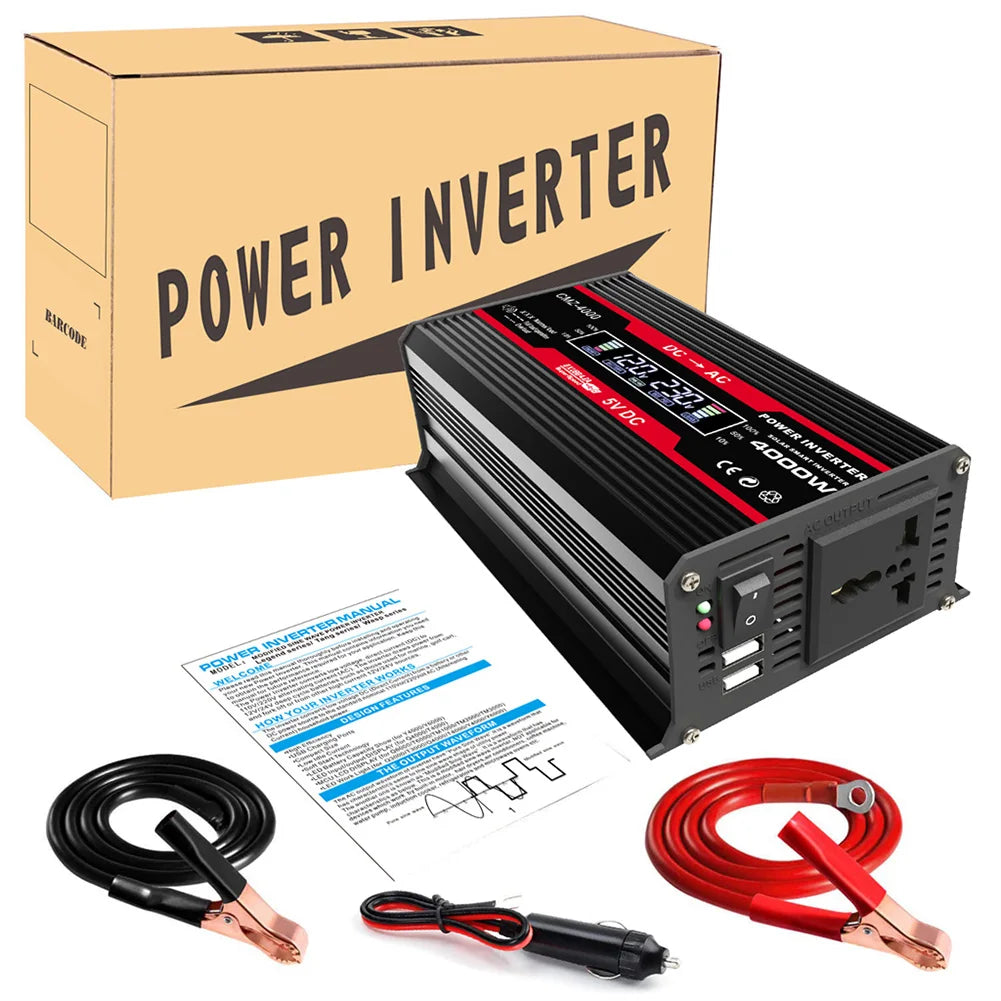 4000W Pure Sine Wave Inverter, Pure sine wave inverter converts DC power to AC power for car, home, and outdoor use.