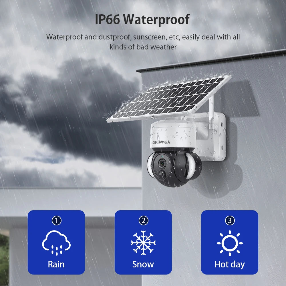 SHIWOJIA ST-518 Solar Camera, Rugged camera survives harsh weather: waterproof, dustproof, and resistant to rain, snow, heat, and more.