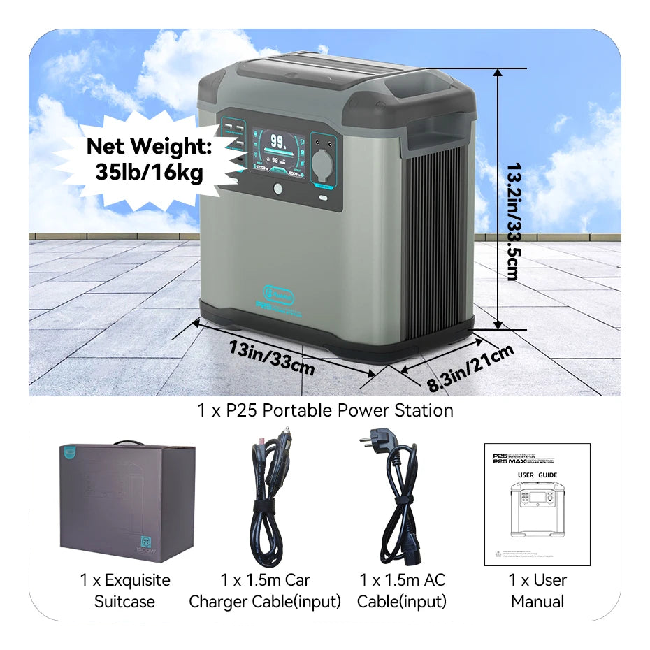 FF Flashfish  P25 Solar Generator, Portable solar-powered generator for home, emergency, and outdoor use.