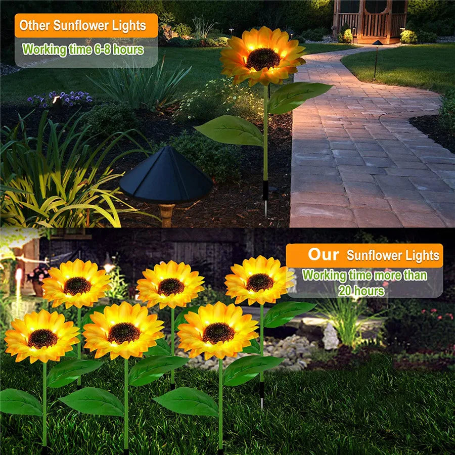 Solar Sunflower Outdoor Light, Superior outdoor lighting with IP65 waterproof rating and bright LED illumination.