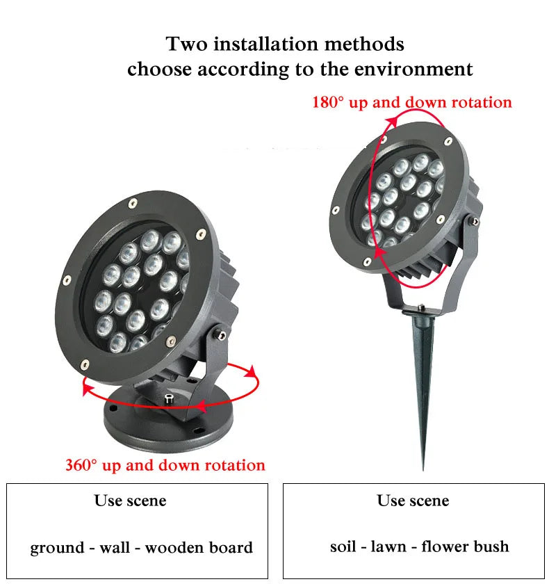 NEARCAM outdoor RGB projection light, Adjustable arm allows for 180° or 360° rotation for versatile installation options.