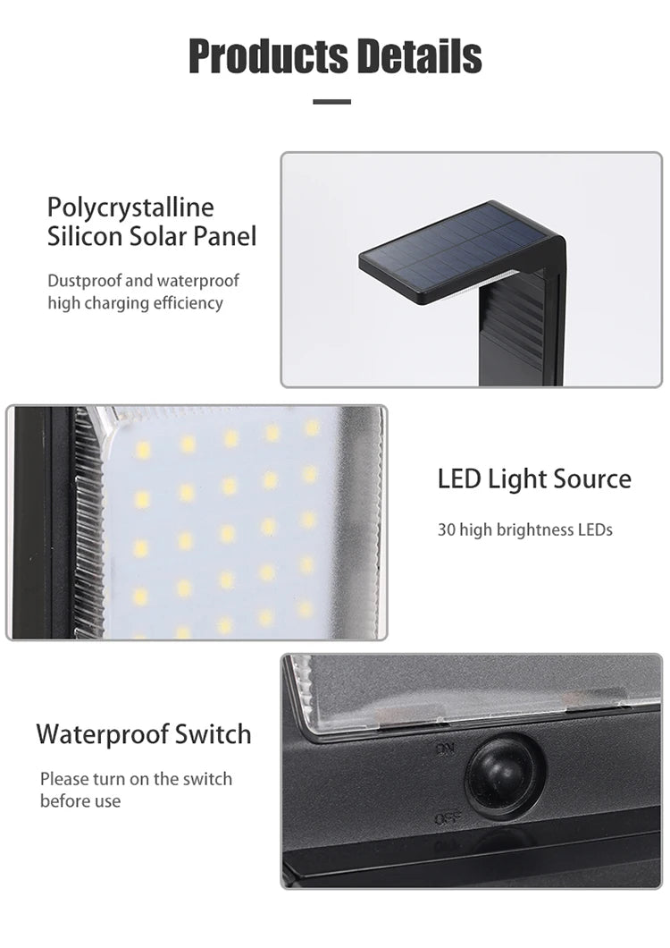 Solar Garden Light, Outdoor LED light powered by solar panels, water-resistant with easy switch.