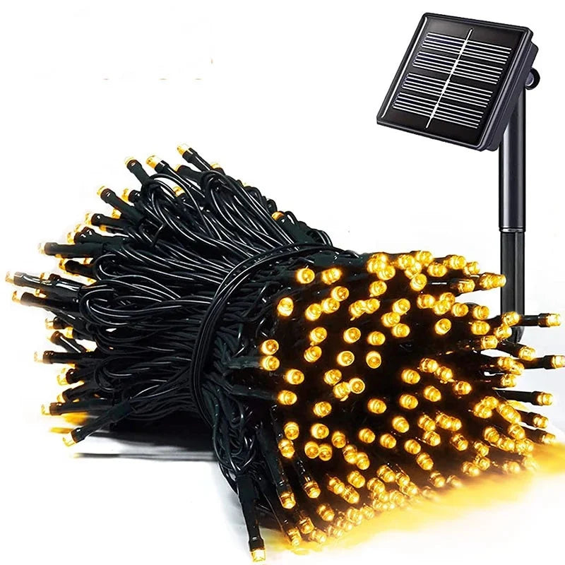 Outdoor Solar String Light, Solar powered LED string lights with fairies, available in 7M, 12M, and 22M lengths.