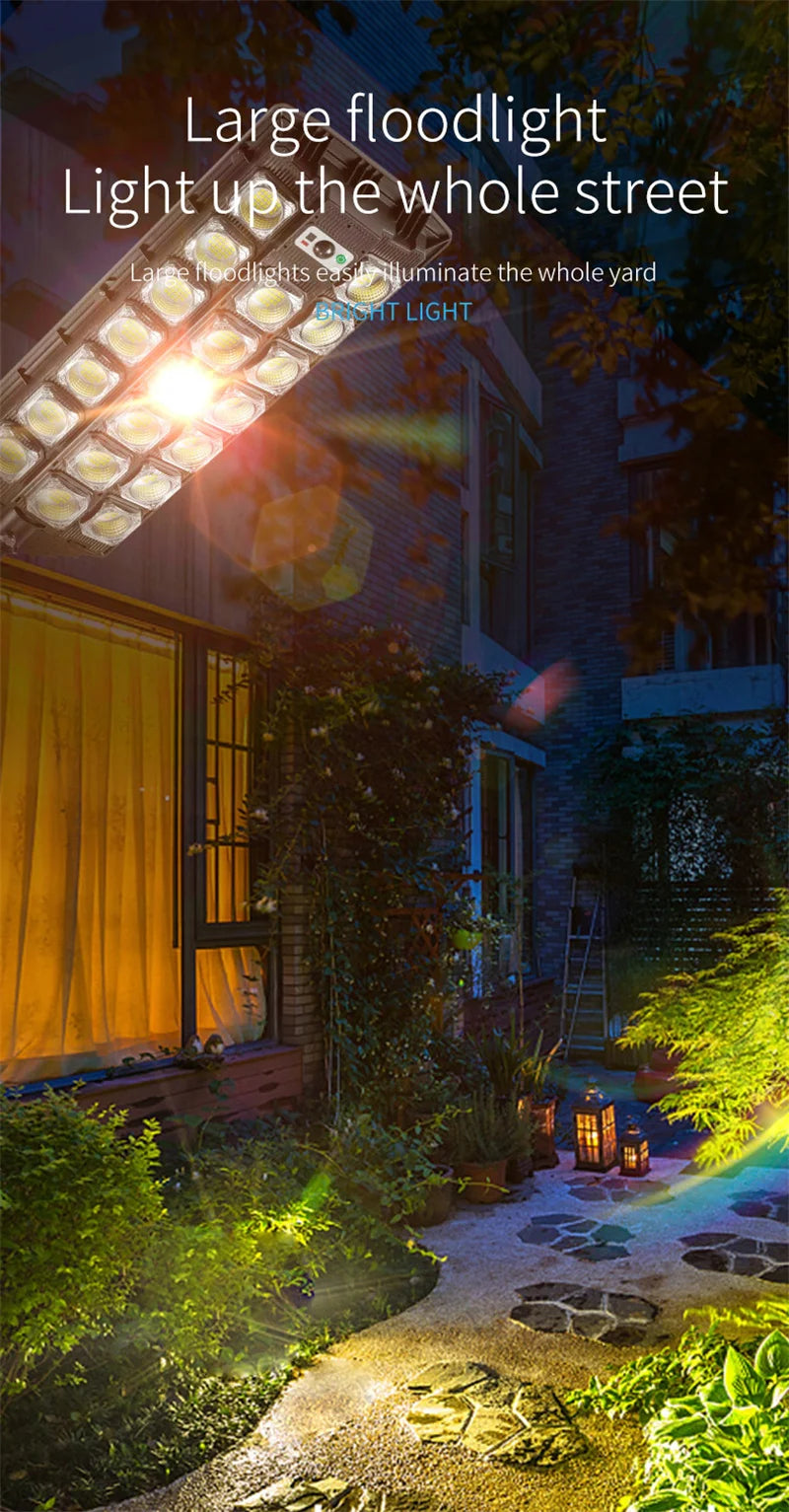15000LM Solar Street Light, Bright LED floodlight illuminates entire yards with ease