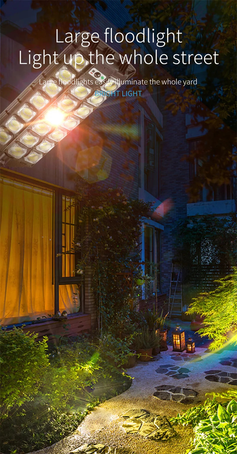 15000LM Solar Street Light, Bright LED floodlight illuminates entire yards with ease