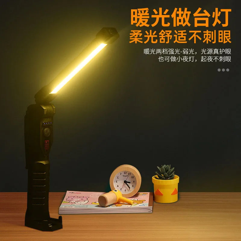 15W 45LED Emergency Floodlight, Rugged camping torch with 45 LEDs, 3000mAh battery, and red strobe warning for emergency use.