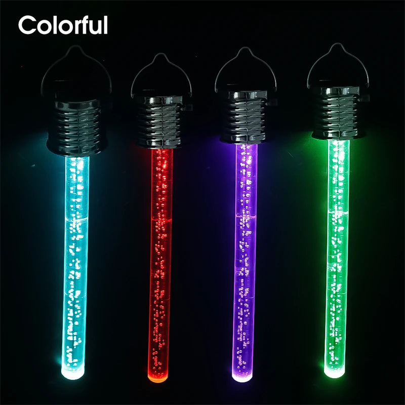 Solar light, Solar-powered acrylic chandelier with colorful LED light and water-resistant design, suitable for outdoor use.