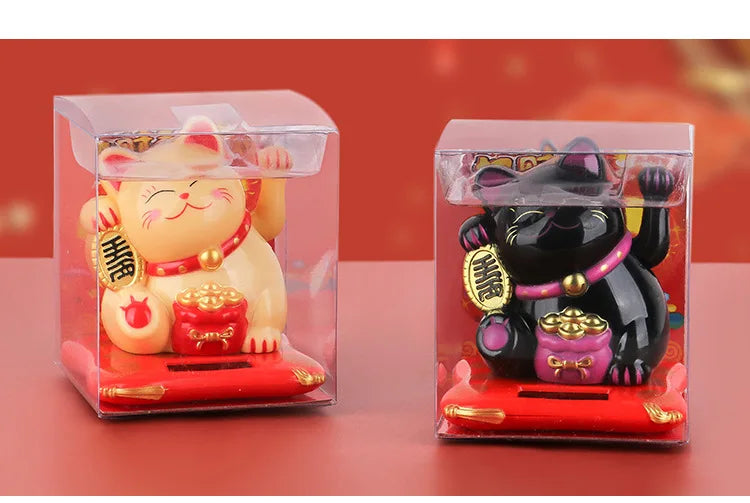 Solar Powered Maneki Neko Lucky Cat, Happiness and good luck sought