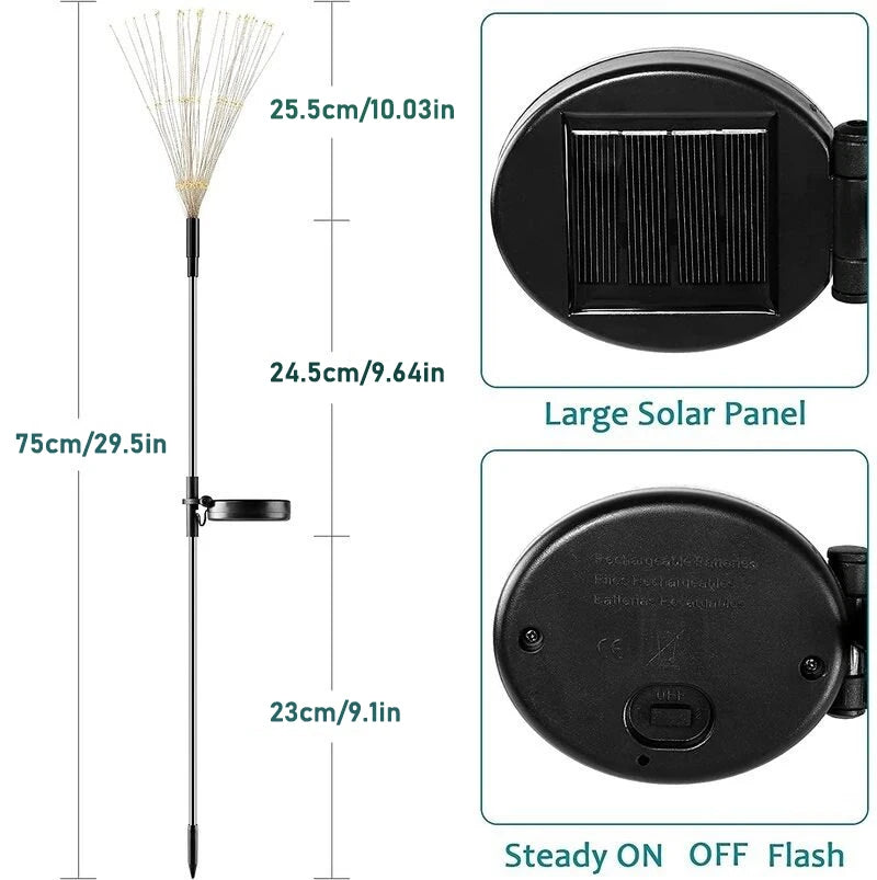LED Solar Power Light, Large solar-powered decoration with flashing lights for patios, paths, and gardens.