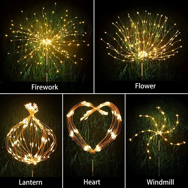 LED Solar Power Light, LED Solar Fairy Lights for Outdoor Decorations: Firework-Inspired Flower Shape