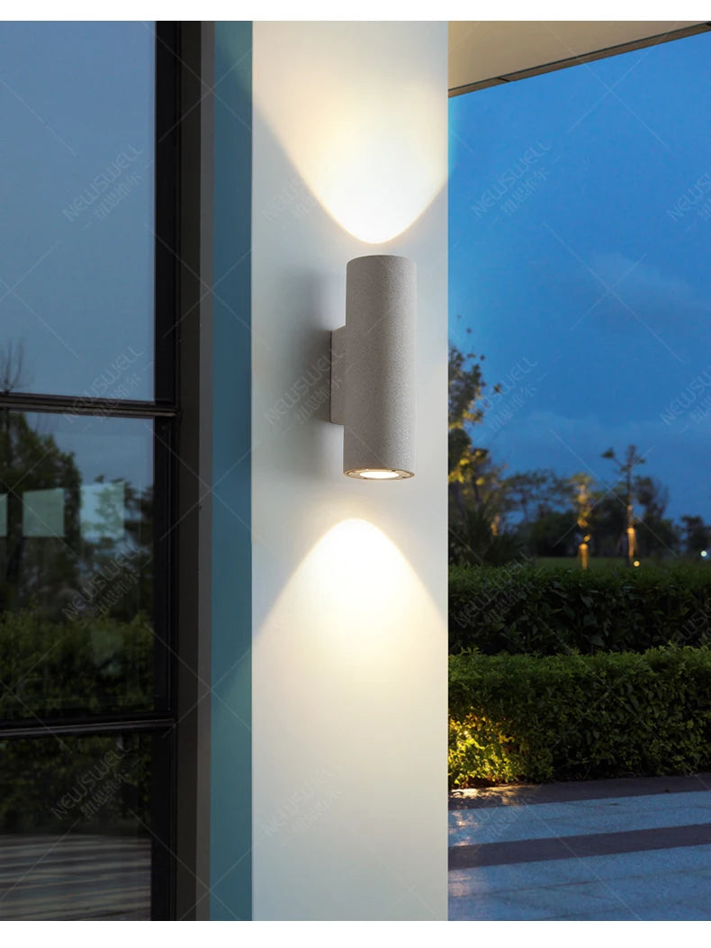 Waterproof LED lamp for outdoor use, perfect for garden lighting, featuring a double-head spotlight design.